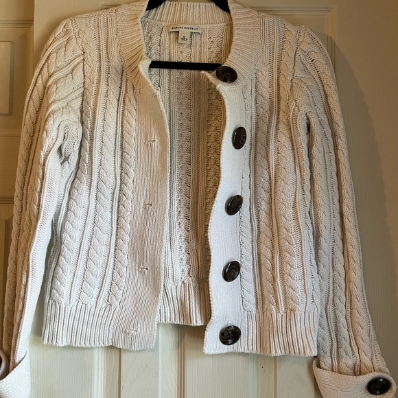 Vintage Banana Republic Cream Cable Knit Cardigan - Picture 2 of 7